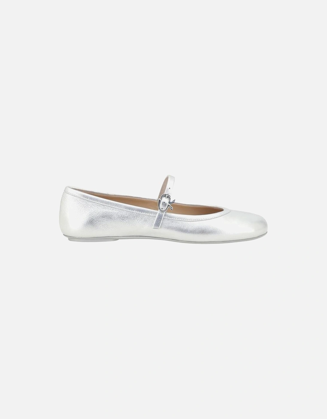 Grained Leather Carla Ballerinas with Buckle Fastening Women - Silver, 5 of 4