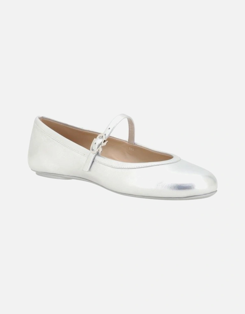 Grained Leather Carla Ballerinas with Buckle Fastening Women - Silver