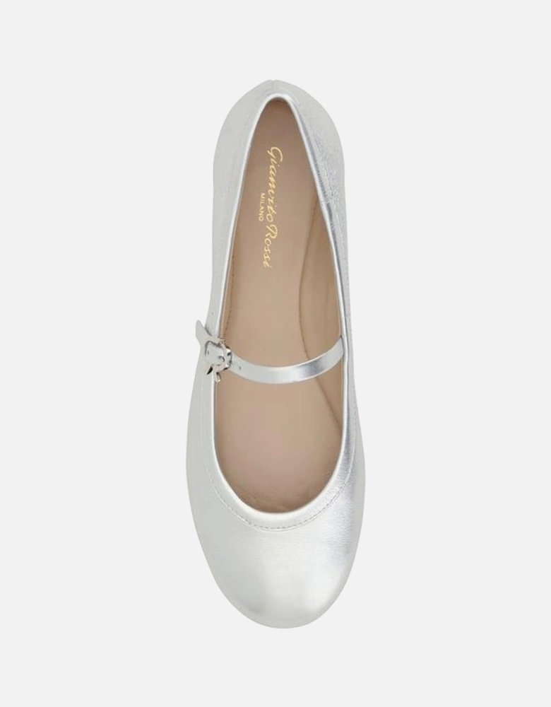 Grained Leather Carla Ballerinas with Buckle Fastening Women - Silver