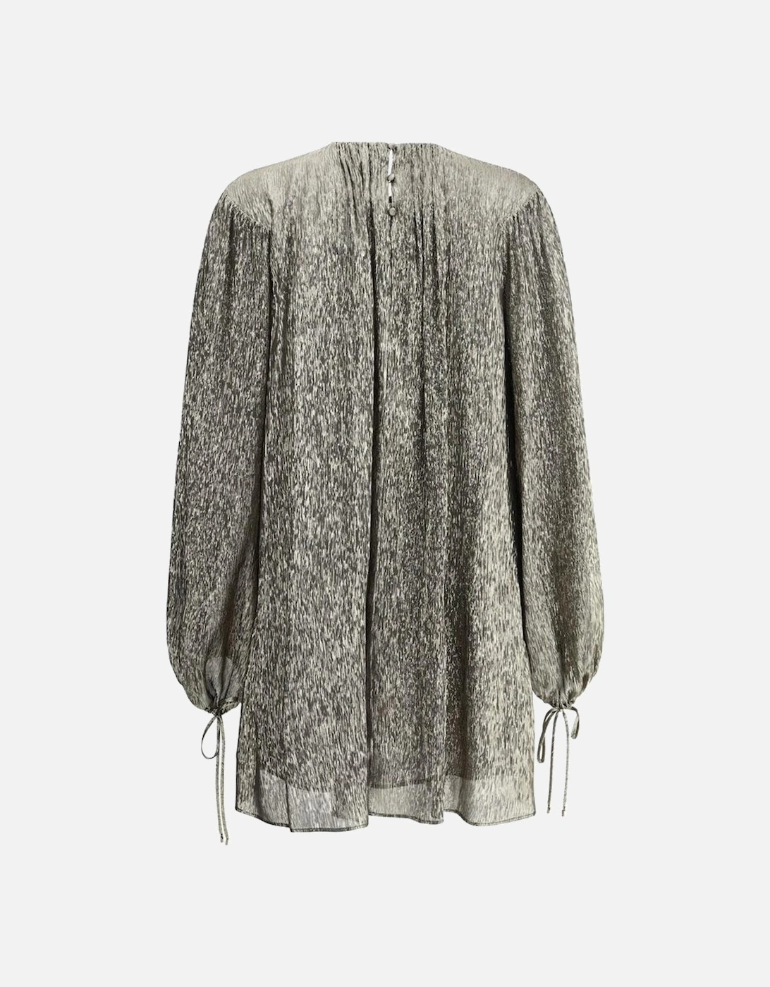 Silk Lame Mini Dress with Puff Sleeves Women - Gold Shirts
