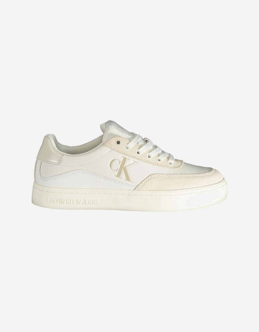 Calvin Klein Women's White Recycled Rubber Sports Shoe With Contrast Details - : Size 3.5
