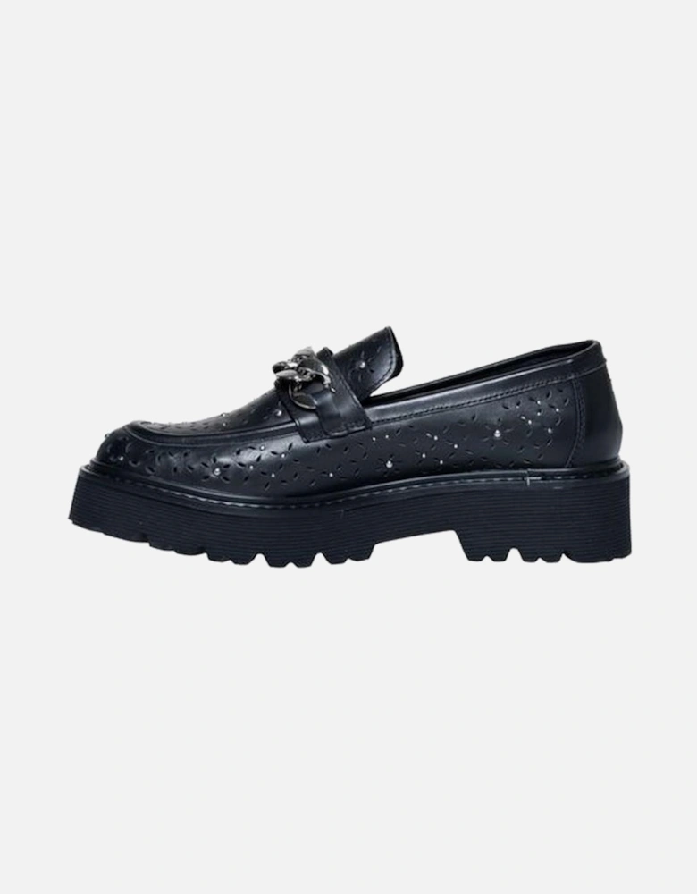 Black Leather Flat Shoe Women