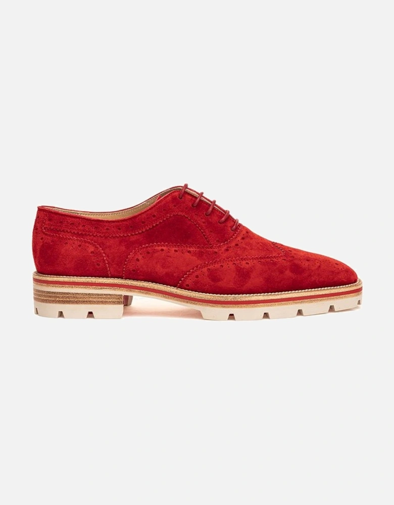 Red Suede Flat Shoe Women