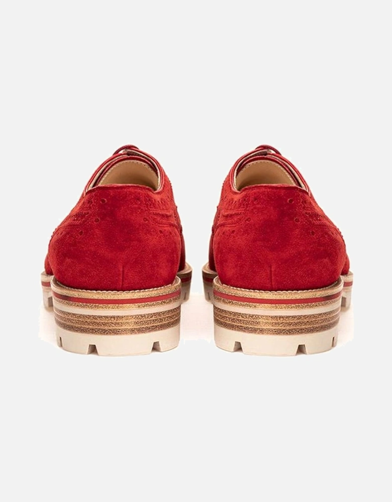 Red Suede Flat Shoe Women