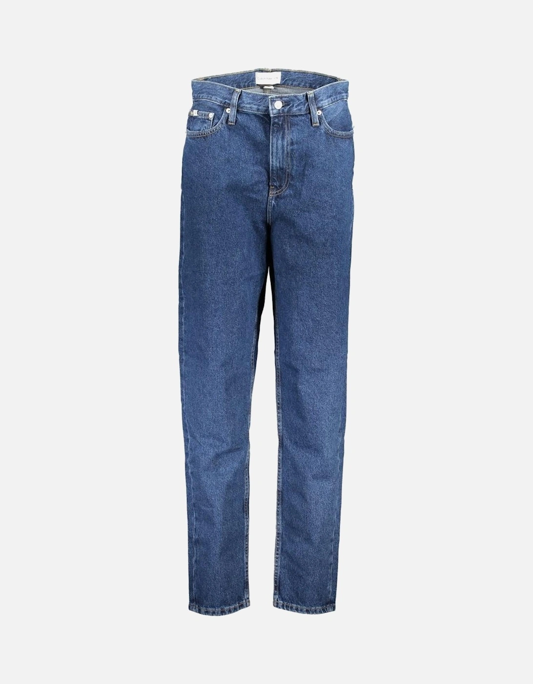 High-Waisted Mom Jeans with Logo Women - Blue Jeans, 3 of 2