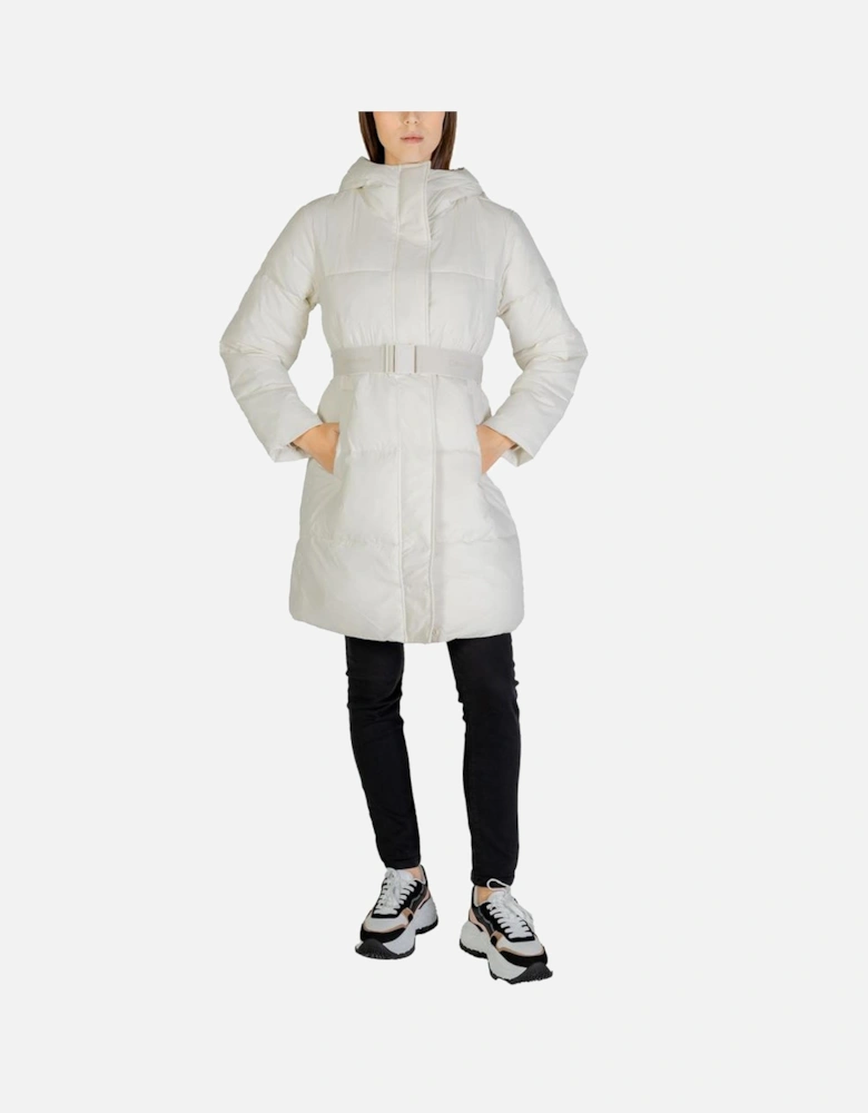 Nylon Polyamide Hooded Puffer Jacket Women - Cream Jackets