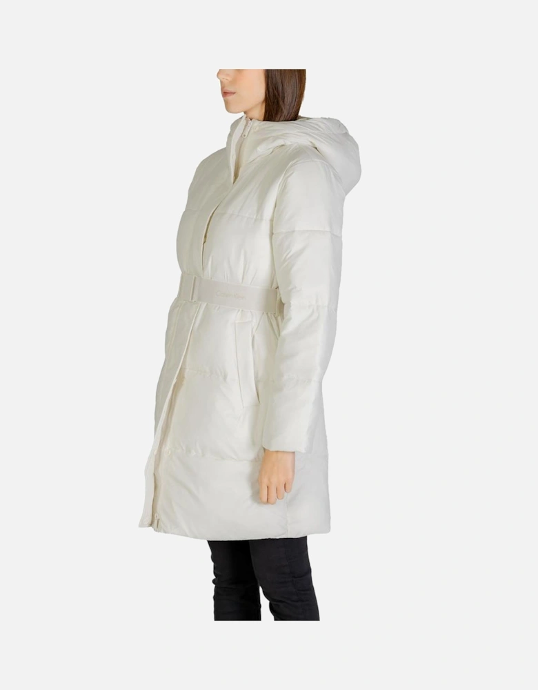 Nylon Polyamide Hooded Puffer Jacket Women - Cream Jackets