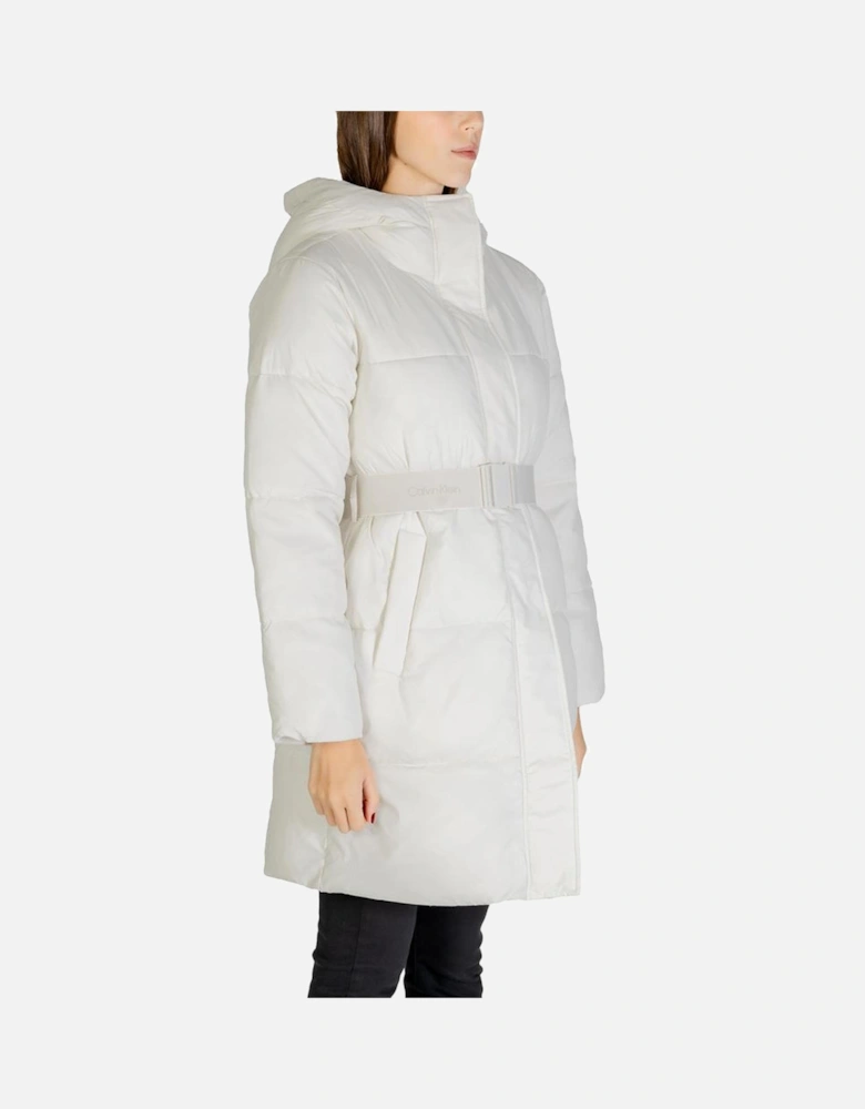 Nylon Polyamide Hooded Puffer Jacket Women - Cream Jackets