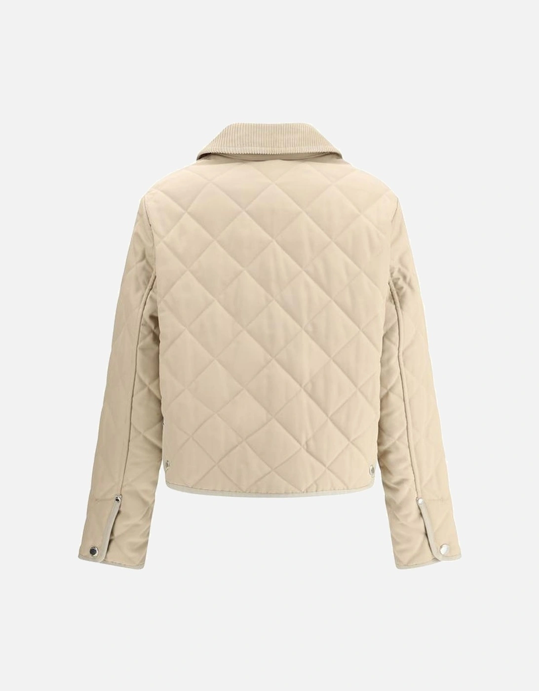 Cotton Jacket with Corduroy Collar and Archivio Check Women - Beige