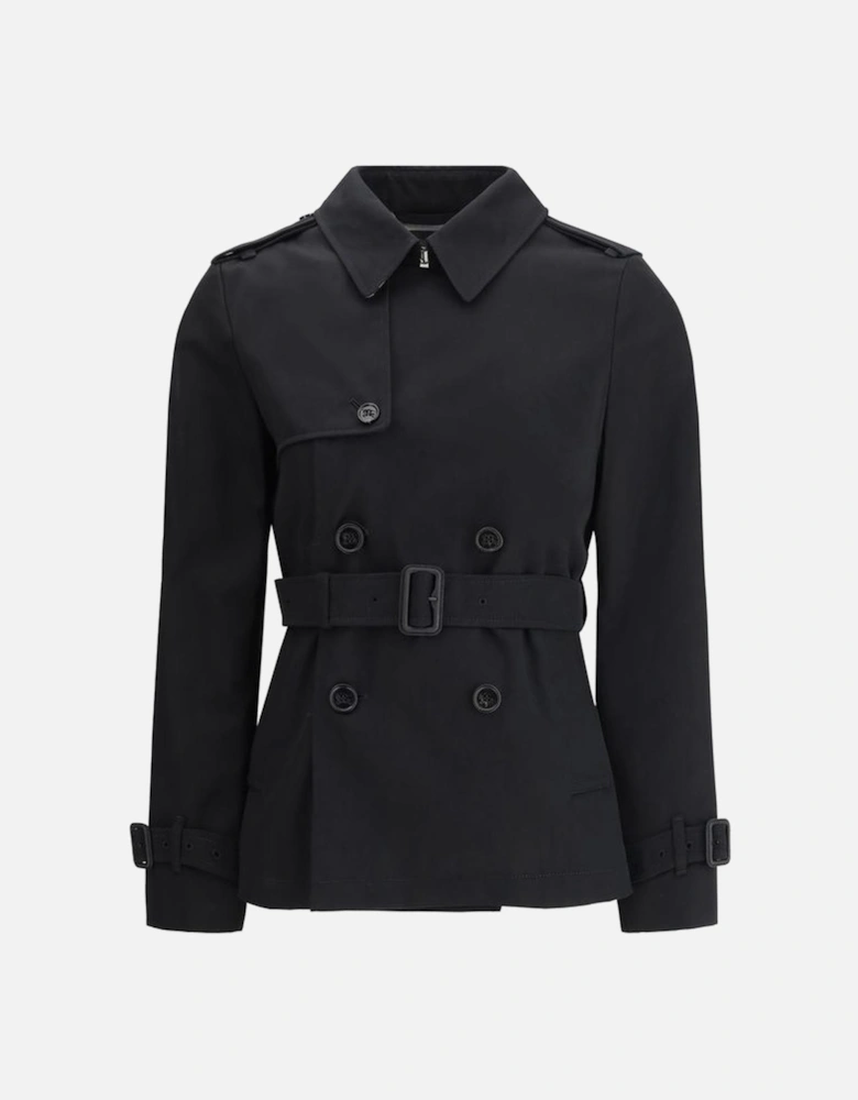 Double-Breasted Cotton Casual Jacket Women - Black Jackets