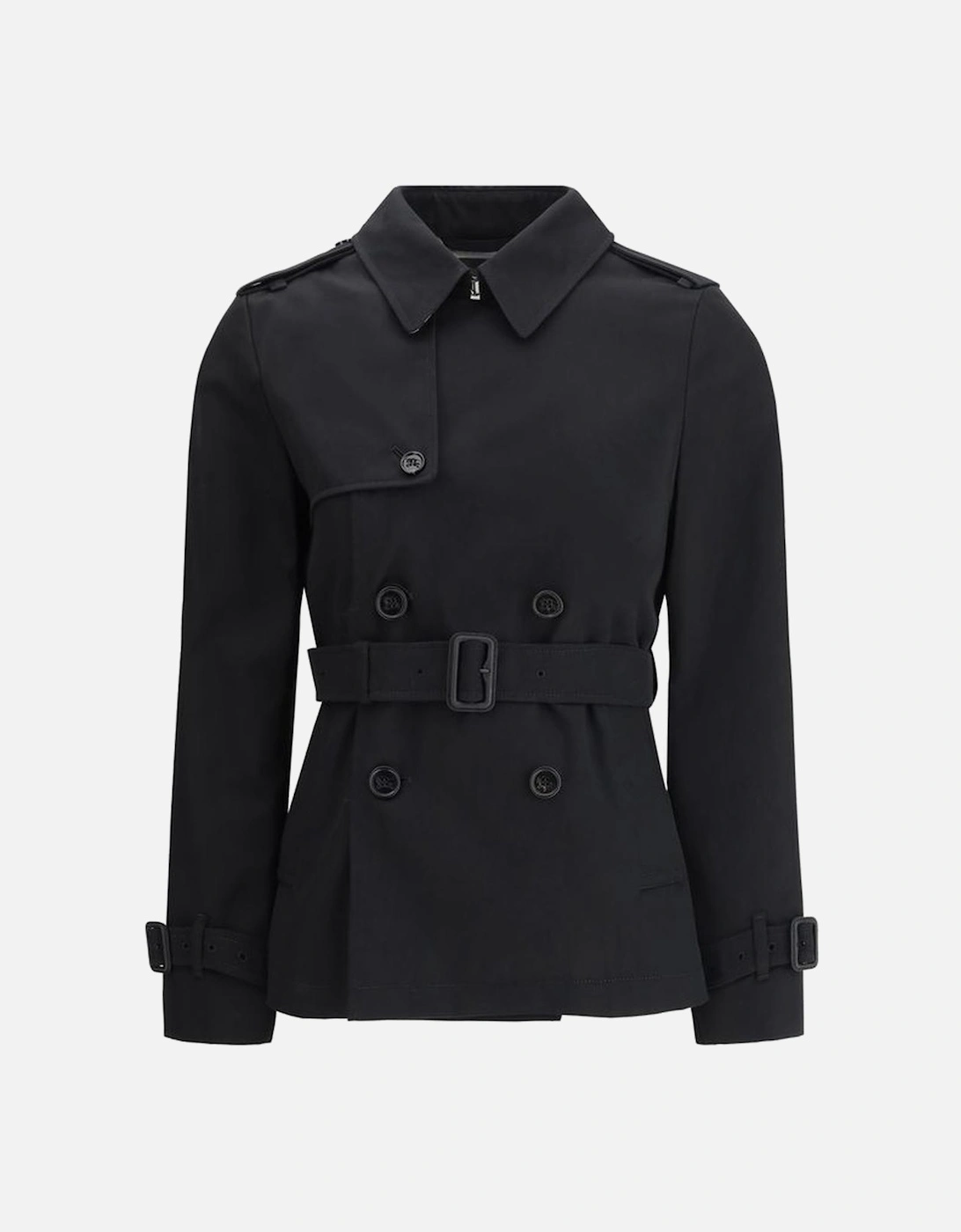 Double-Breasted Cotton Casual Jacket Women - Black Jackets, 4 of 3