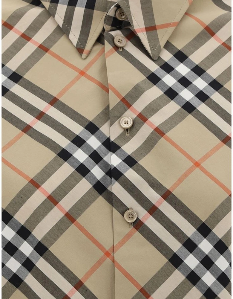 Cotton Archivio Check Shirt with Classic Collar Women - Beige