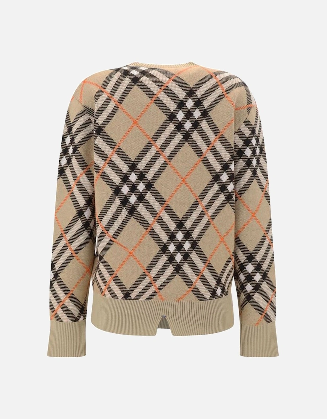 Wool Sweater with Iconic Check Pattern Women - Beige