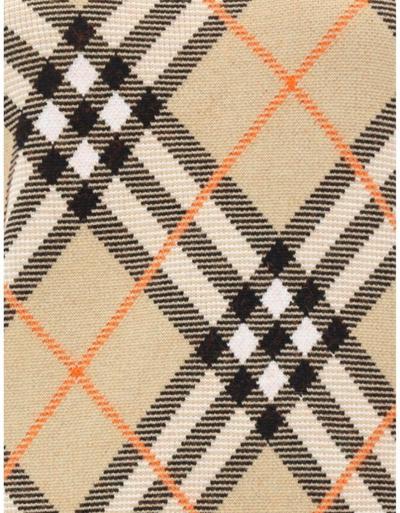 Wool Sweater with Iconic Check Pattern Women - Beige