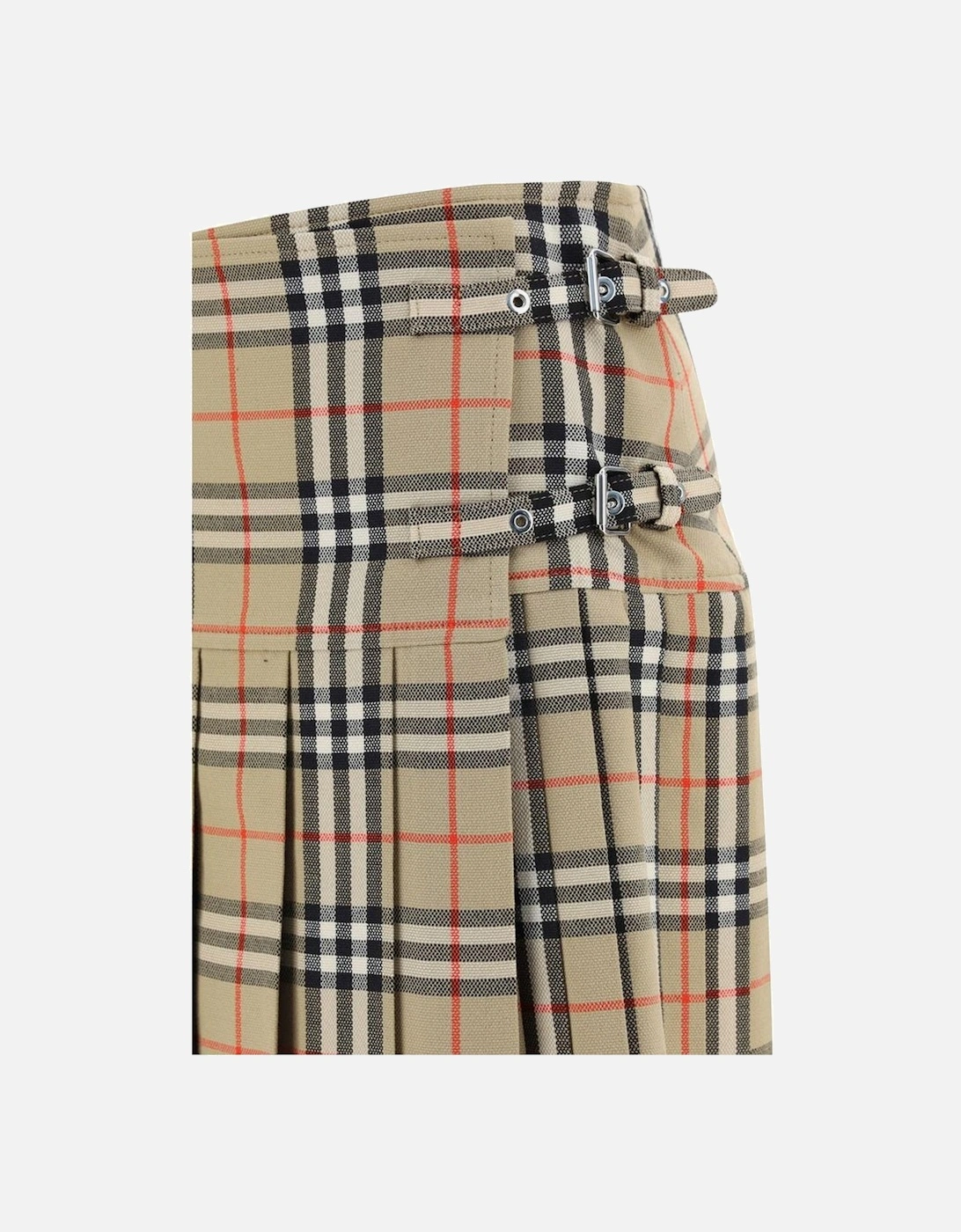 Wool Zoe Skirt with Check Pattern and Pleated Hem Women - Brown