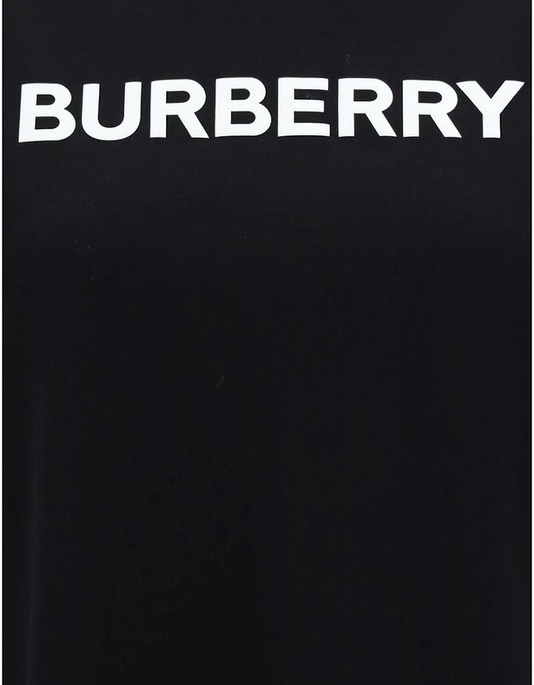 Monogram Cotton T-Shirt with Ribbed Crew Neck Women - Black