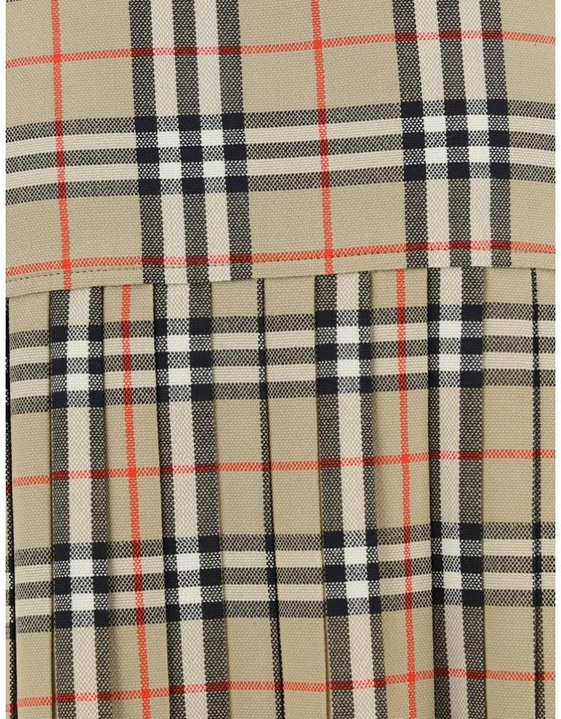 Wool Zoe Skirt with Check Pattern and Pleated Hem Women - Brown