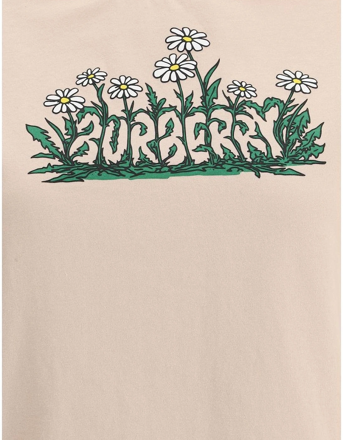 Monogram Print Cotton T-Shirt with Ribbed Crew Neck Women - Beige