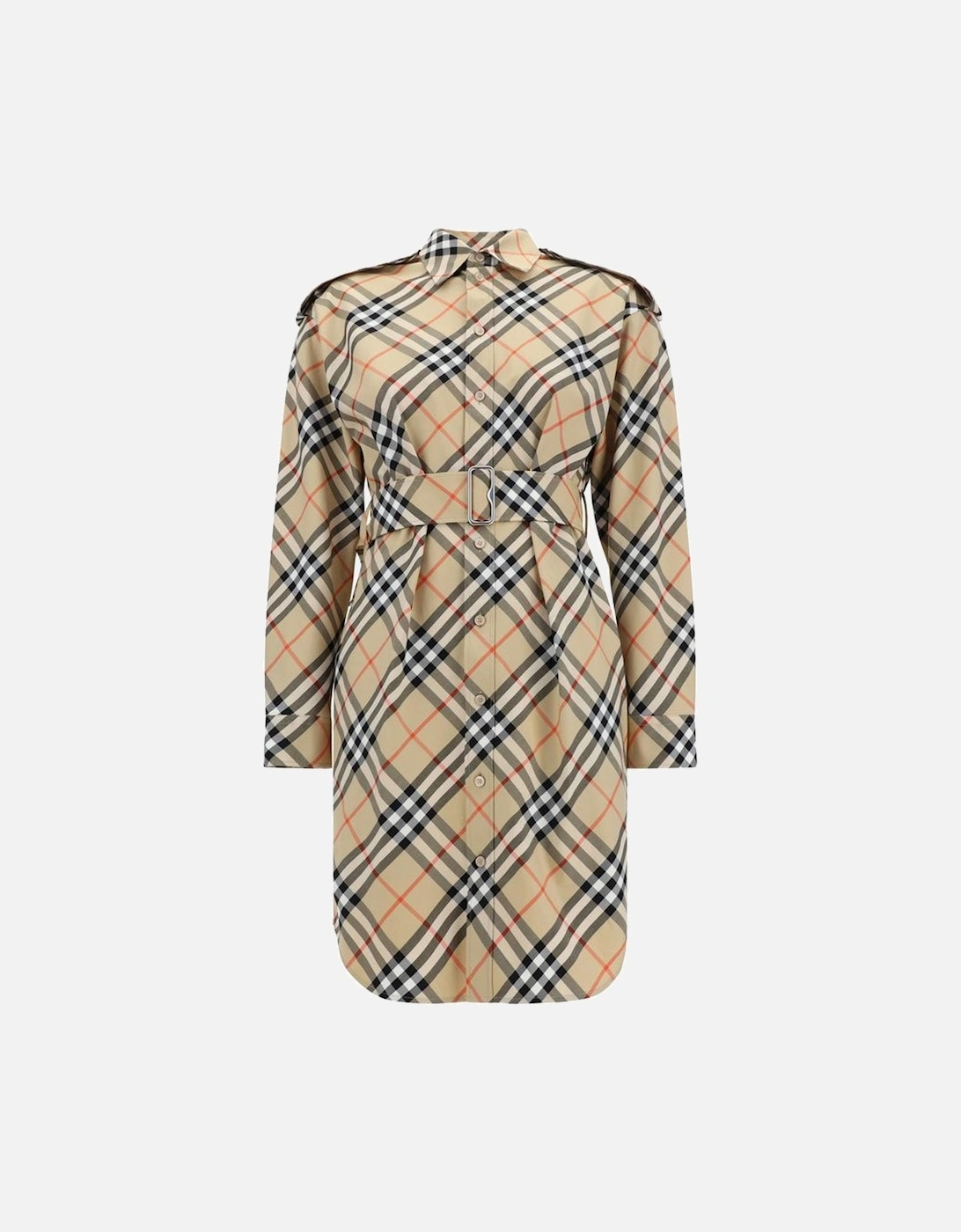 Cotton Chemisier Dress with Check Archivio Pattern Women - Brown, 4 of 3