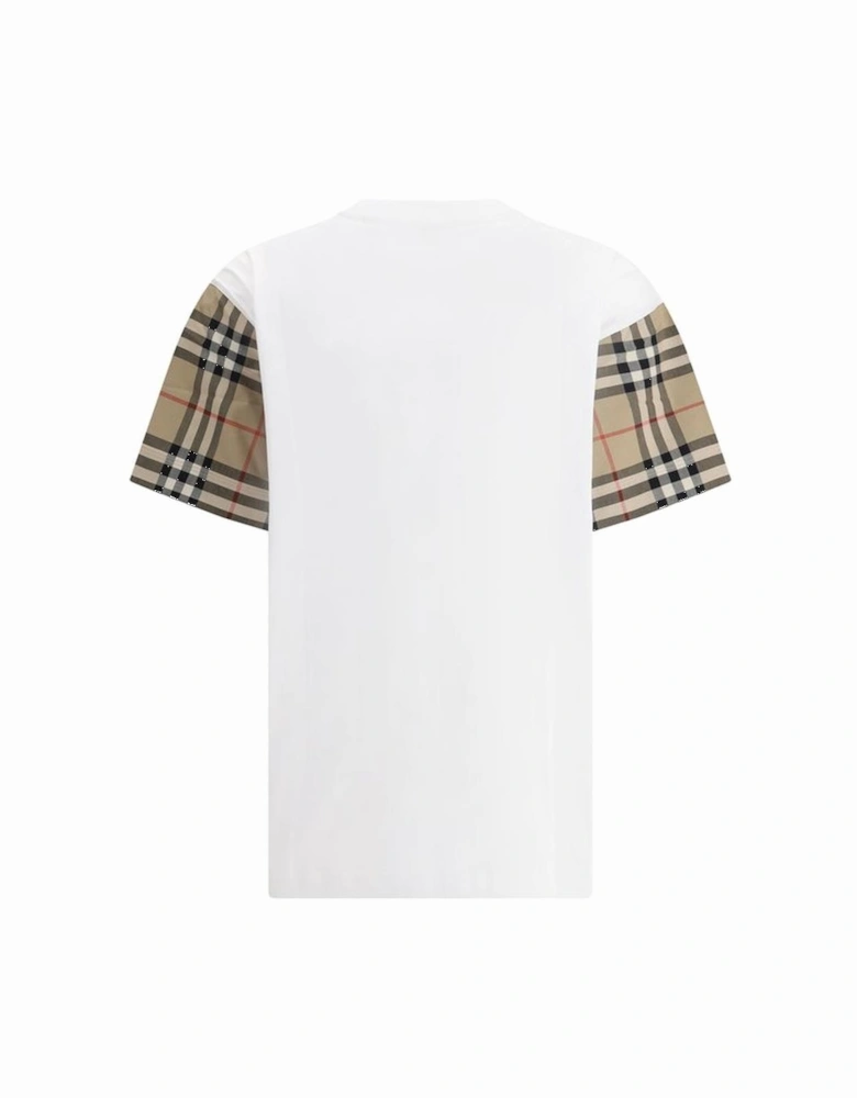 Cotton Check Archive Sleeve T-shirt Women - White
