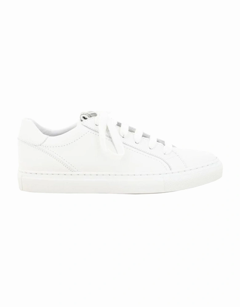 Calfskin Sneakers with Glittering Jewel Detail Women - White