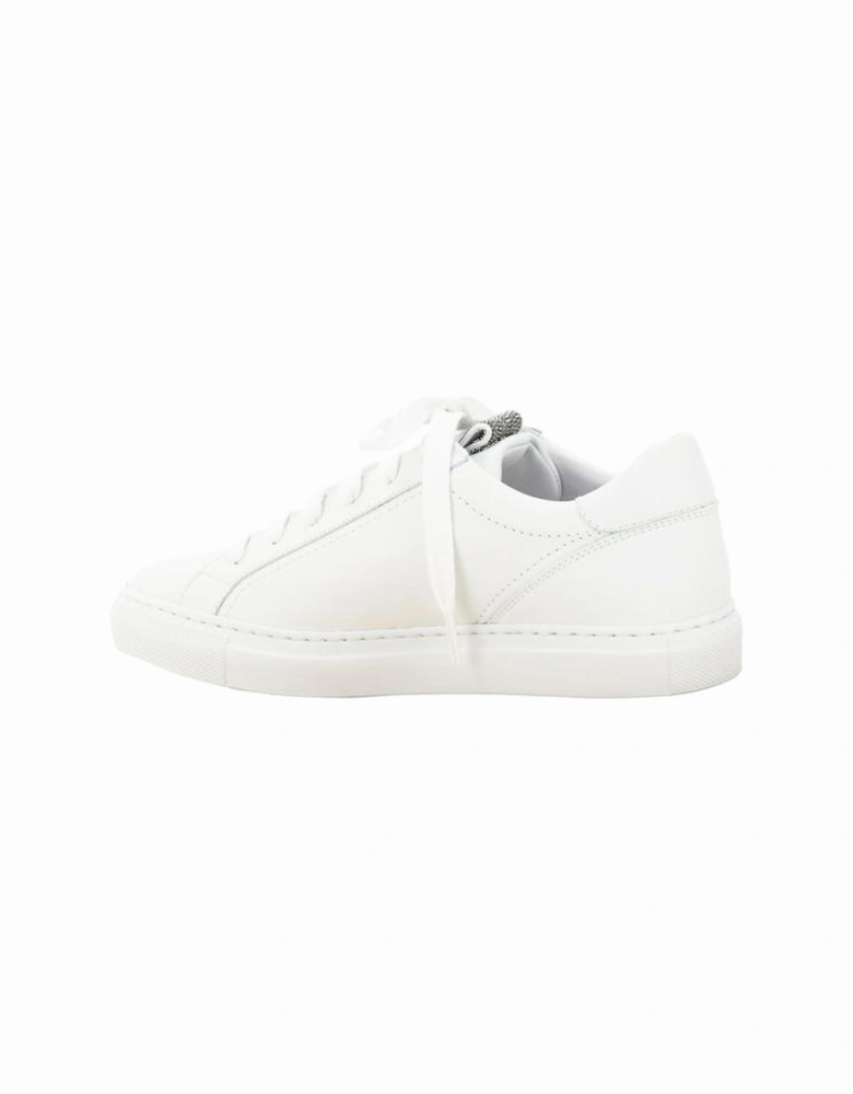 Calfskin Sneakers with Glittering Jewel Detail Women - White
