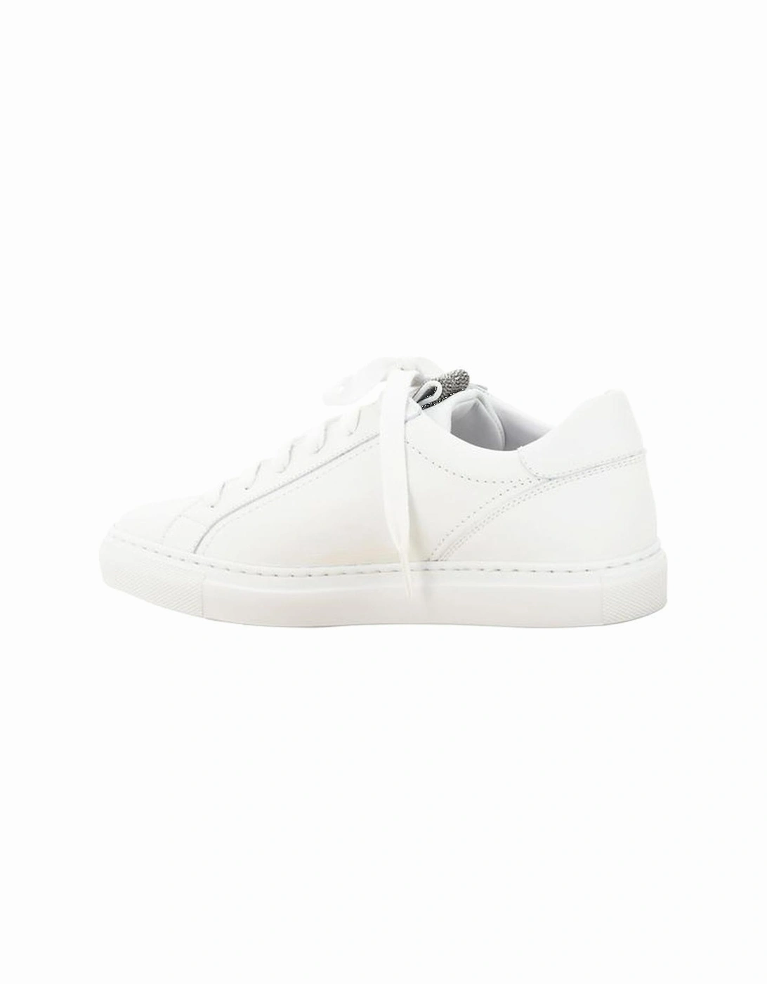 Calfskin Sneakers with Glittering Jewel Detail Women - White