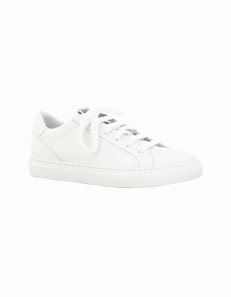 Calfskin Sneakers with Glittering Jewel Detail Women - White