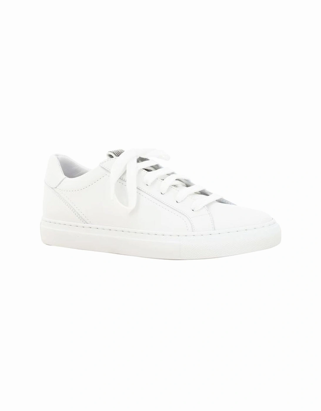 Calfskin Sneakers with Glittering Jewel Detail Women - White