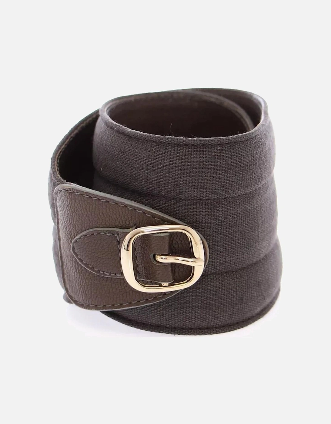 Linen Leather Waist Belt with Logo Details Women - Brown, 6 of 5