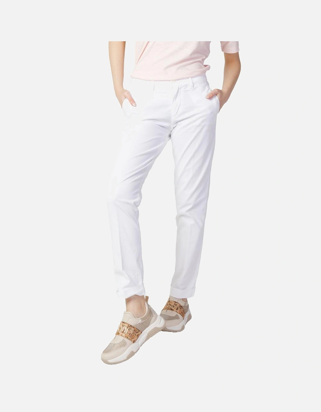 Womens Cotton Cigarette Pants - White Jeans, 6 of 5