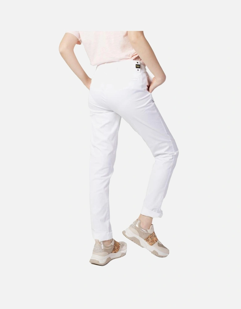 Womens Cotton Cigarette Pants - White Jeans