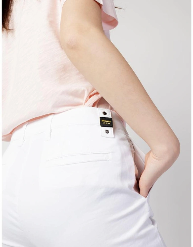Womens Cotton Cigarette Pants - White Jeans