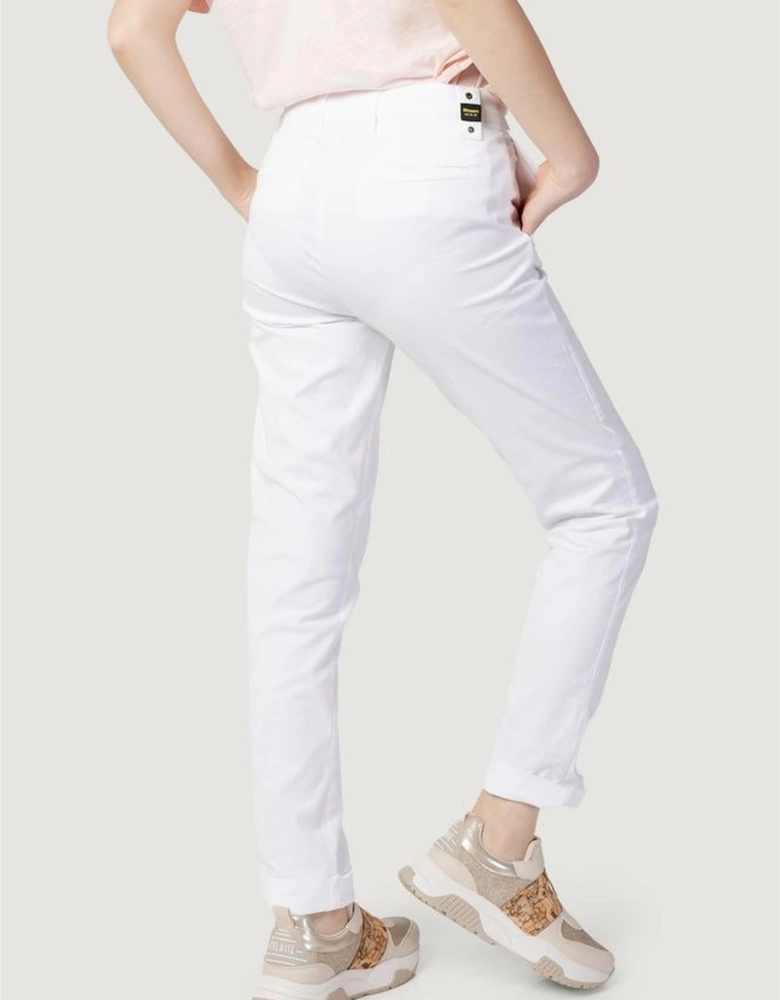Womens Cotton Cigarette Pants - White Jeans