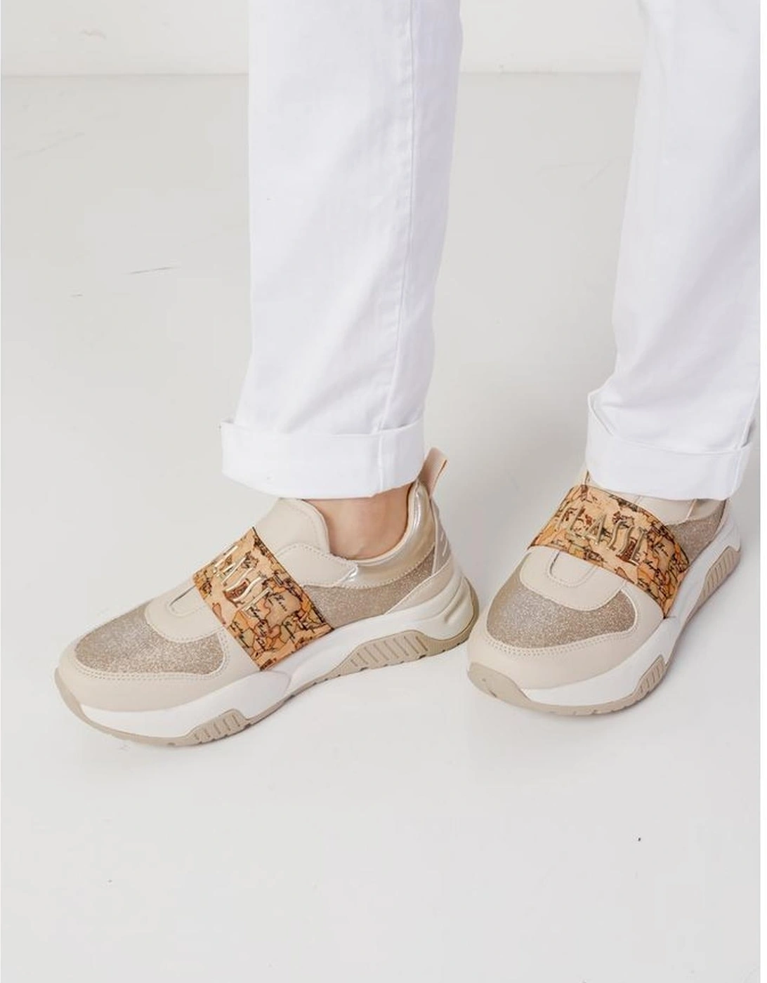 Womens Cotton Cigarette Pants - White Jeans