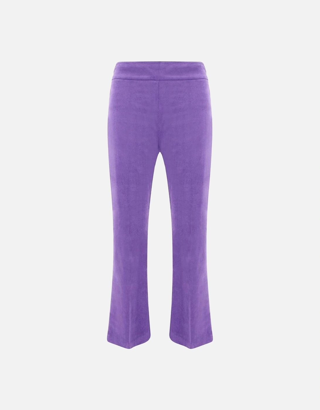 Elasticized Waistband Velvet-Effect Ribbed Cotton Pants Women - Purple, 4 of 3
