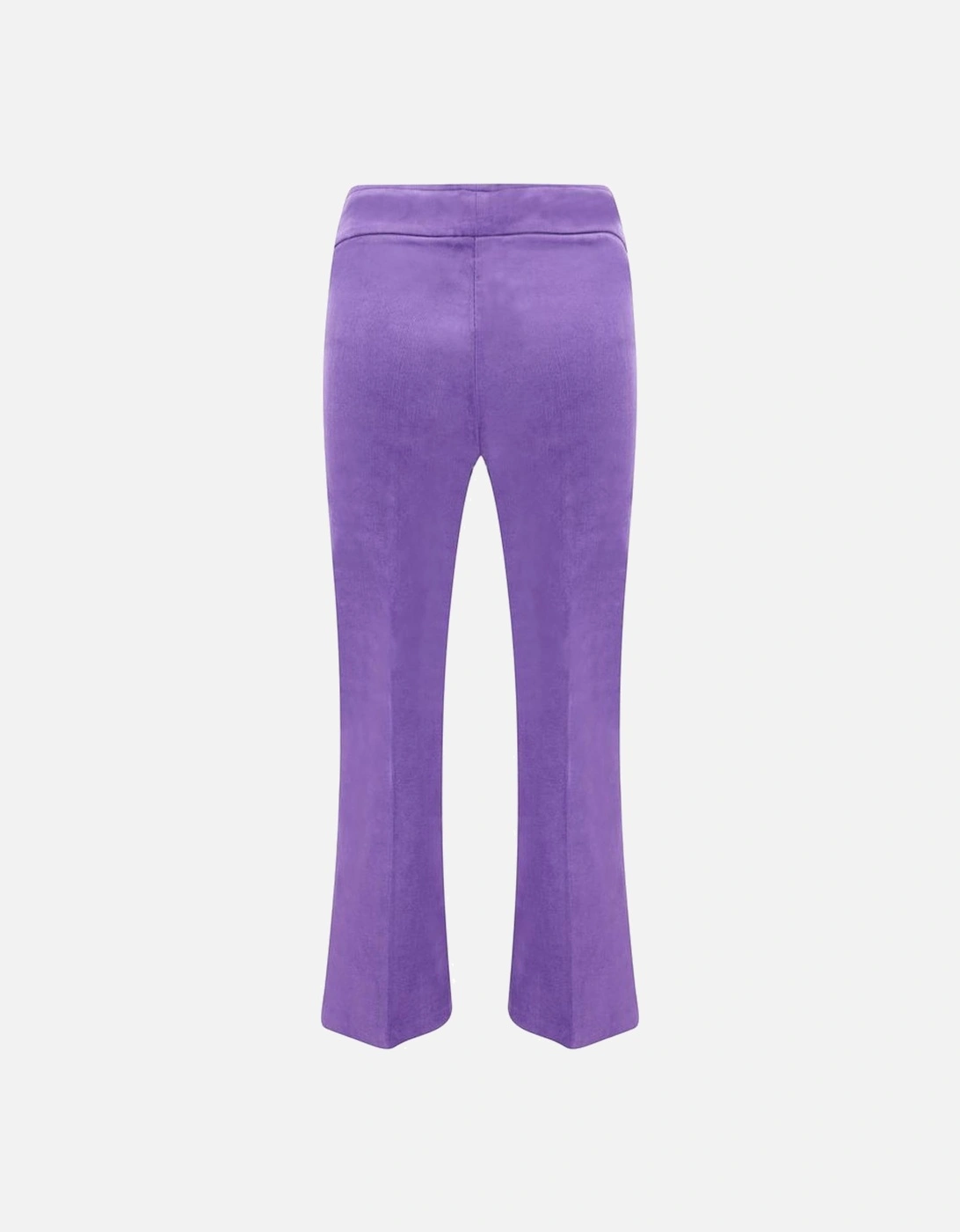 Elasticized Waistband Velvet-Effect Ribbed Cotton Pants Women - Purple