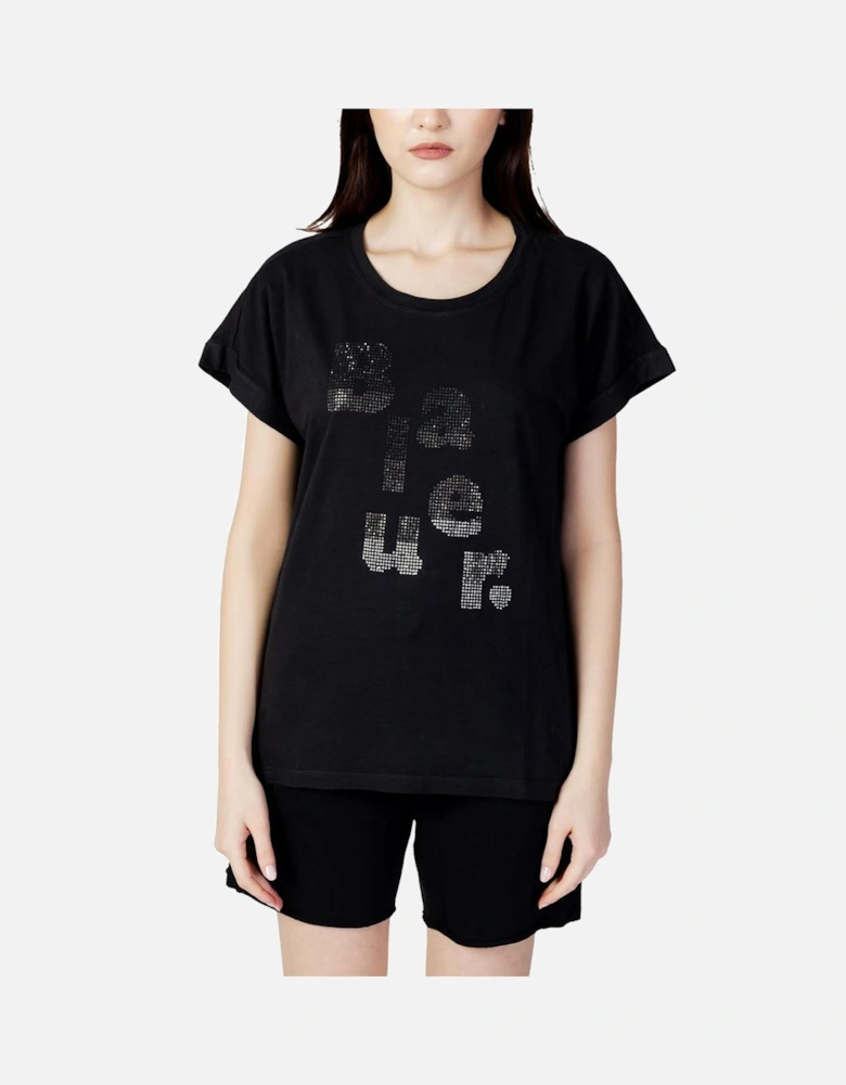 Cotton Graphic Print T-Shirt Women - Black