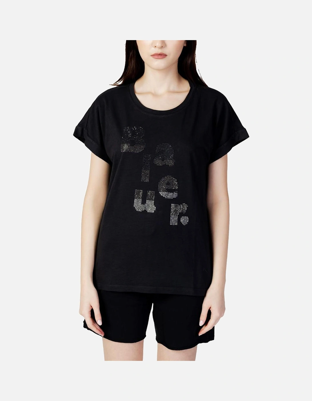 Cotton Graphic Print T-Shirt Women - Black, 4 of 3