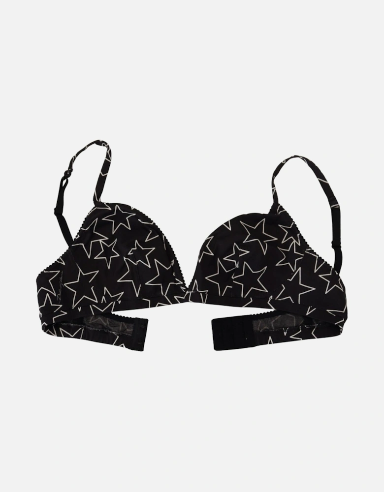 Star Print Cotton Underwear Bra Women - Blackwhite