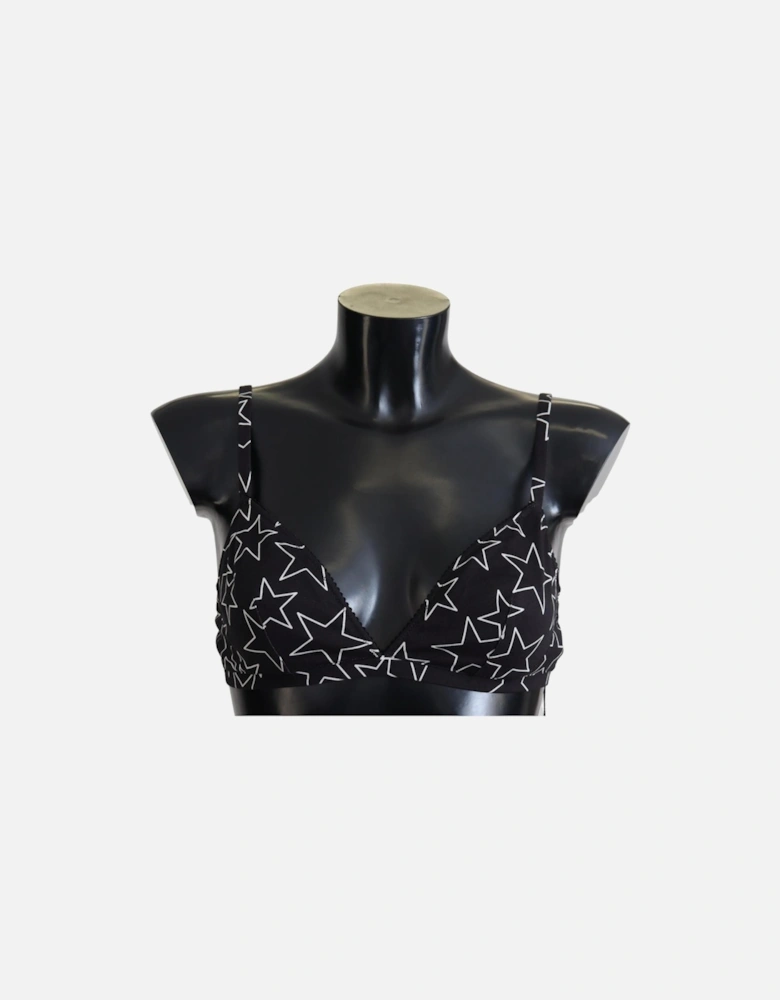 Star Print Cotton Underwear Bra Women - Blackwhite