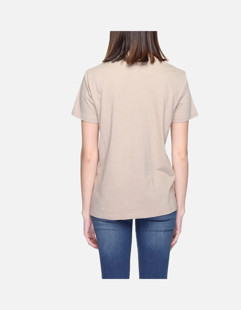 Cotton Graphic Print T-Shirt Women - Beige