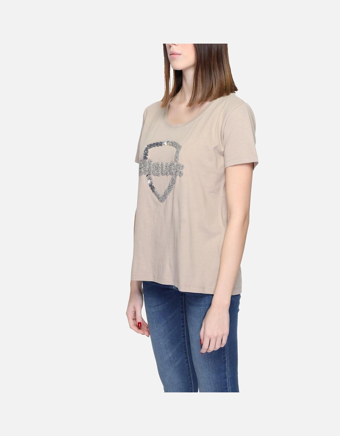 Cotton Graphic Print T-Shirt Women - Beige
