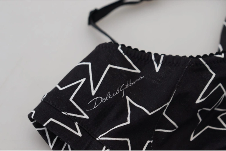 Star Print Cotton Underwear Bra Women - Blackwhite
