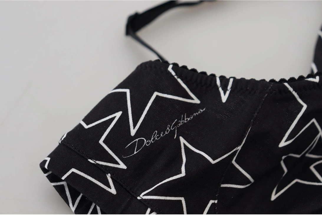 Star Print Cotton Underwear Bra Women - Blackwhite