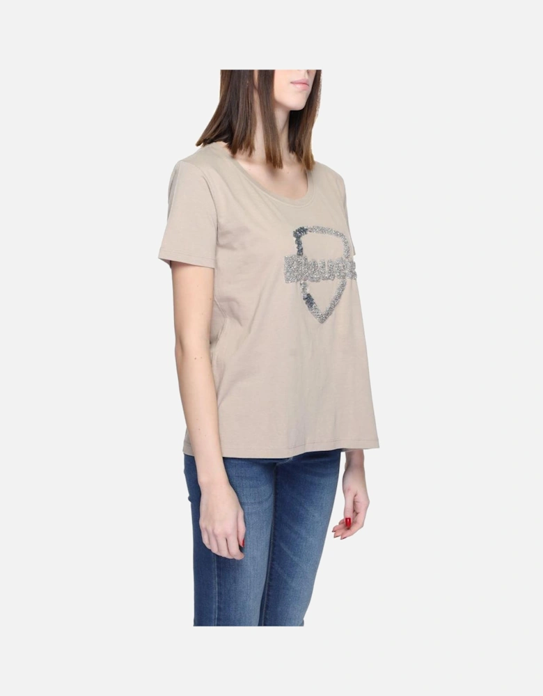 Cotton Graphic Print T-Shirt Women - Beige