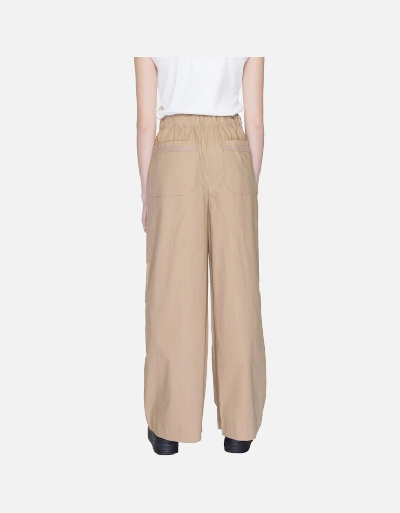 Wide-Leg High-Waisted Palazzo Pants Women - Beige Jeans