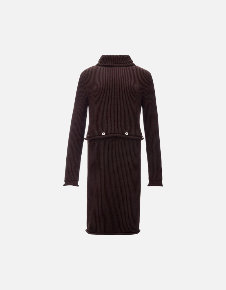 Elegant Viscose Draped Luxury Dress Women - Brown Dresses