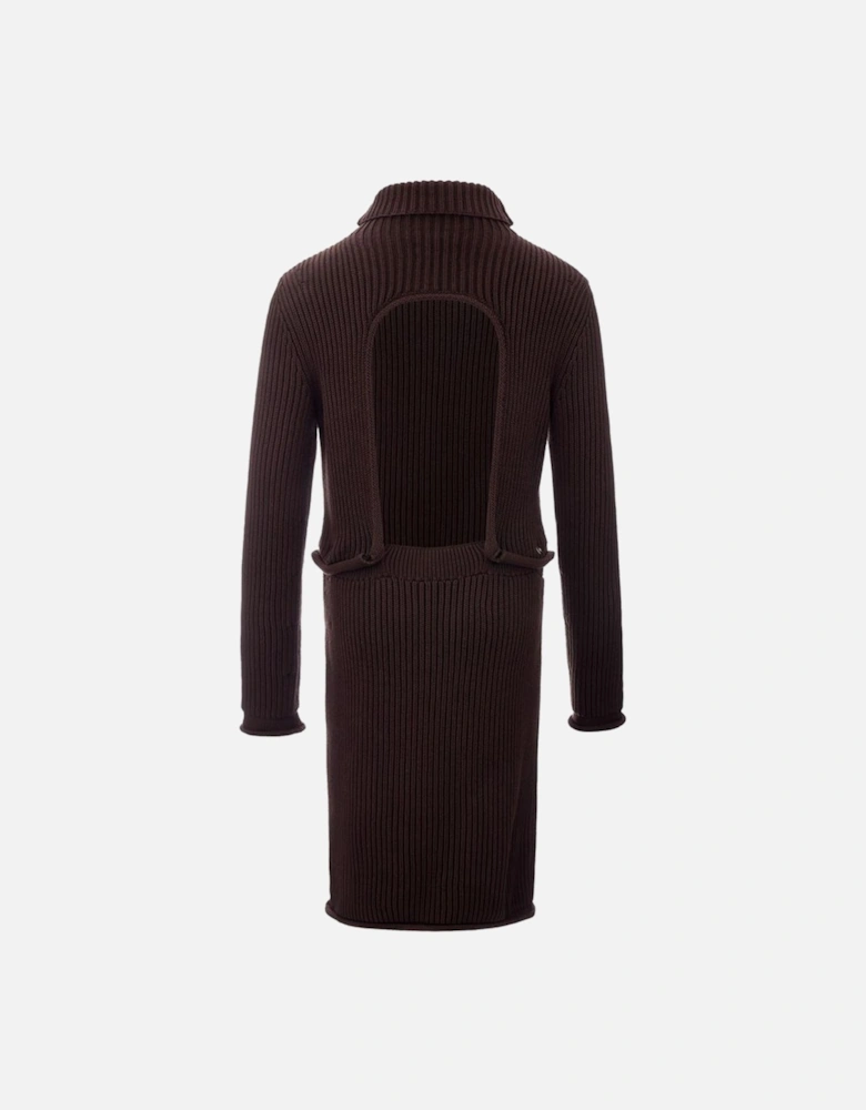 Elegant Viscose Draped Luxury Dress Women - Brown Dresses