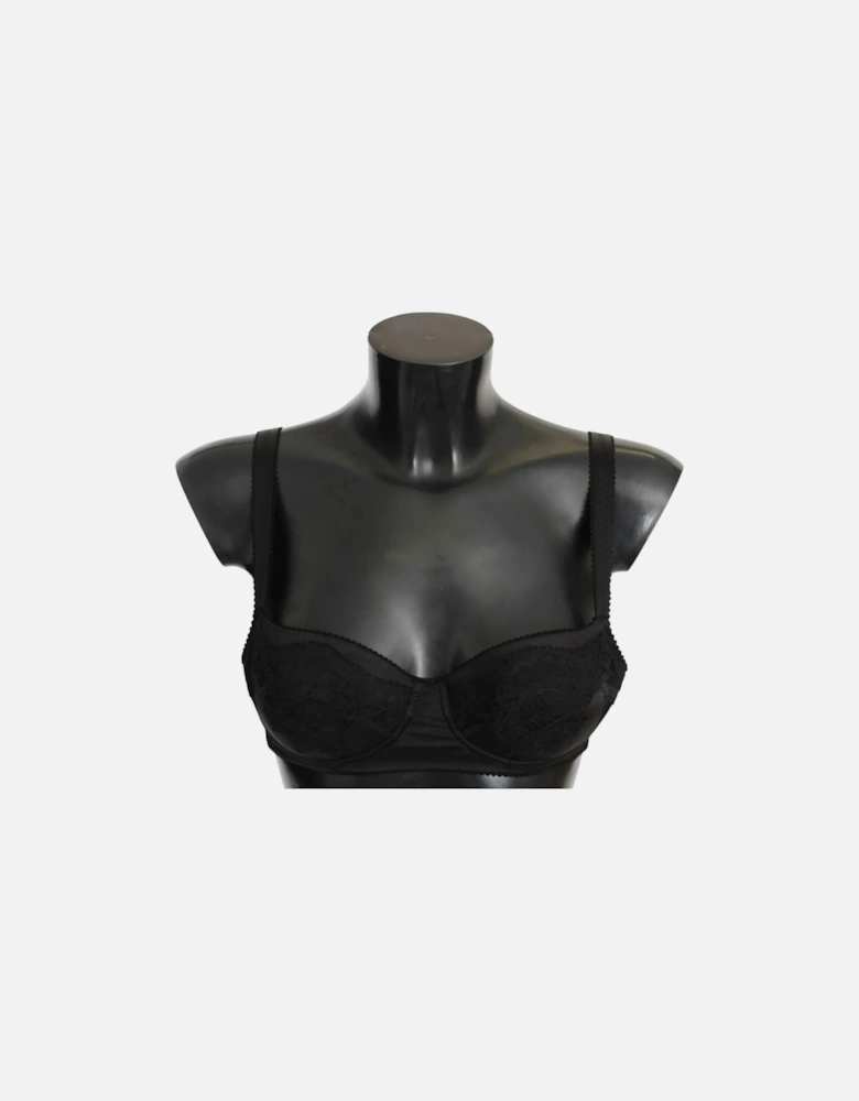 Black Lace Silk Balconcino Bra Women Underwear